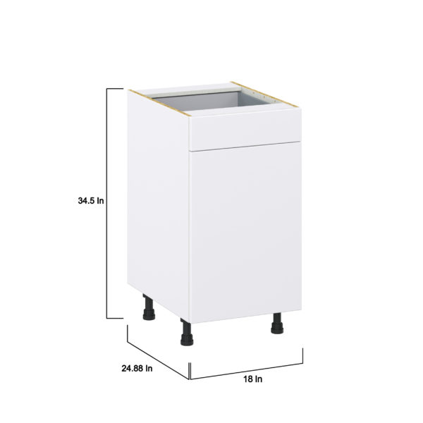 Fairhope Bright White Slab Assembled Base Kitchen Cabinet With a Pull Out (18 in. W x 34.5 in. H x 24 in. D)