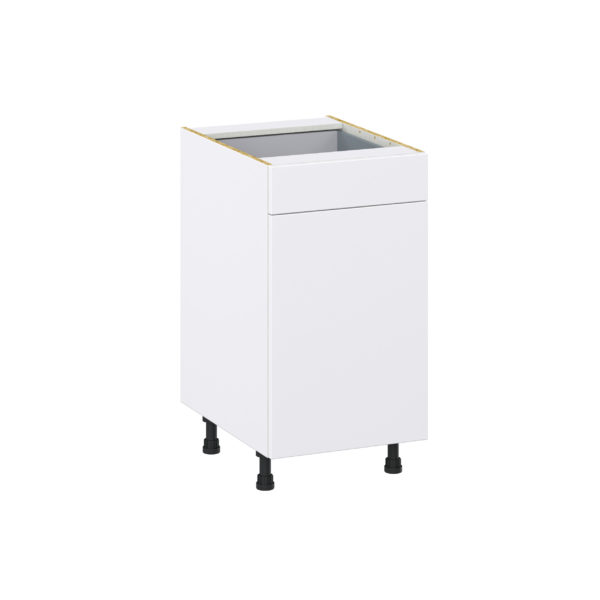 Fairhope Bright White Slab Assembled Base Kitchen Cabinet With a Pull Out (18 in. W x 34.5 in. H x 24 in. D)