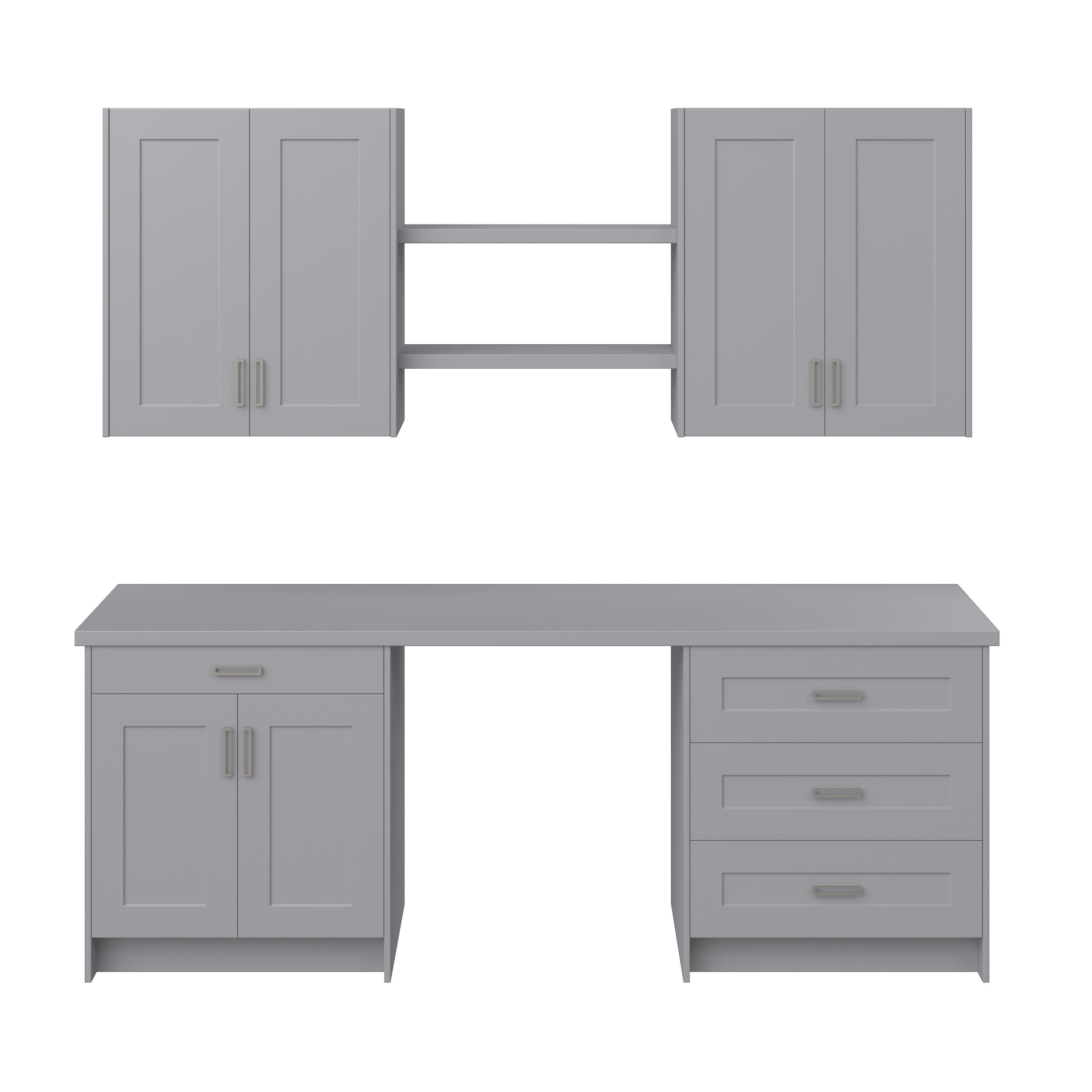 J COLLECTION Bristol 92.5 in. W x 89.5 in. H x 24 in. D Painted Slate Gray Assembled Office Base Cabinet Bundle