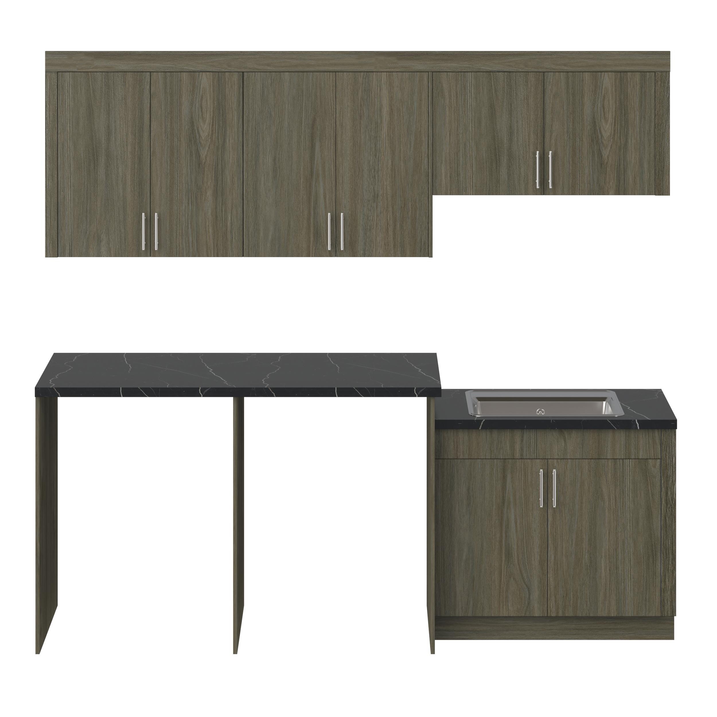 J COLLECTION Medora 101 in. W x 89.5 in. H x 24 in. D Textured Slab Walnut Assembled Laundry Cabinet Bundle