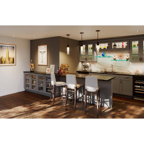 Bristol Painted Slate Gray Shaker Assembled Base Kitchen Cabinet with 2 Draws (15 in. W x 34.5 in. H x 24 in. D)