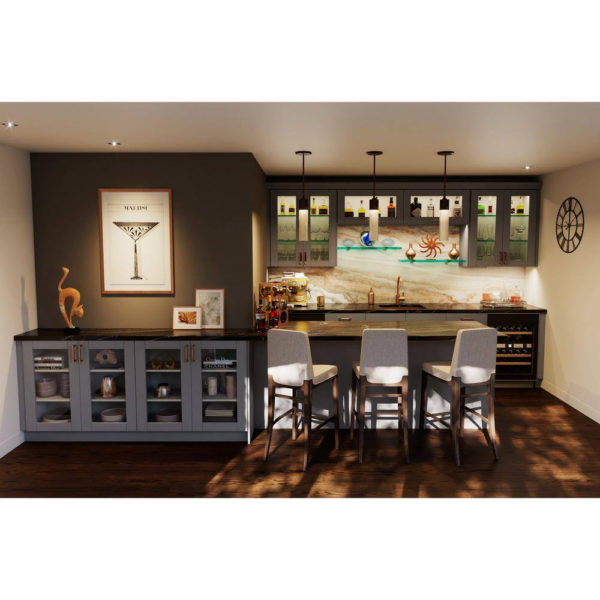 Bristol Painted Slate Gray Shaker Assembled Base Kitchen Cabinet with 2 Draws (15 in. W x 34.5 in. H x 24 in. D)