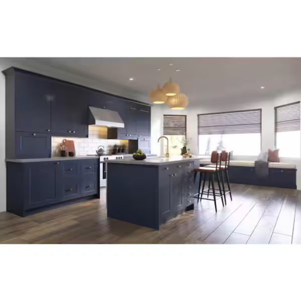 Devon Painted Blue Shaker Assembled Cooktop Base Kitchen Cabinet with Drawers 36 in. W x 34.5 in. H x 24 in. D
