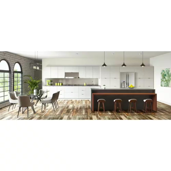 Fairhope Bright White Slab Assembled Pantry Kitchen Cabinet 3 Drawers (15 in. W x 89.5 in. H x 24 in. D)