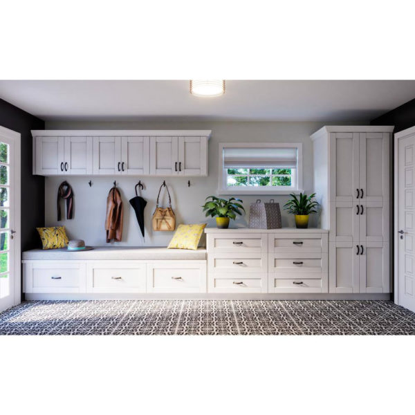 Fairhope Bright White Slab Assembled Pantry Kitchen Cabinet 3 Drawers (15 in. W x 89.5 in. H x 24 in. D)