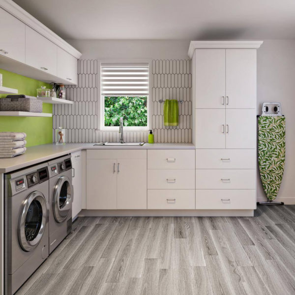 Fairhope Bright White Slab Assembled Pantry Kitchen Cabinet 3 Drawers (15 in. W x 89.5 in. H x 24 in. D)
