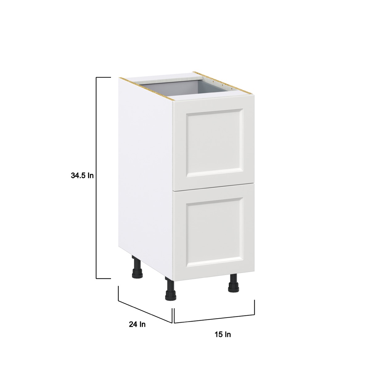 J COLLECTION 15 in. W x 24 in. D x 34.5 in. H Alton Painted White Shaker Assembled Base Kitchen Cabinet with Inner Drawer