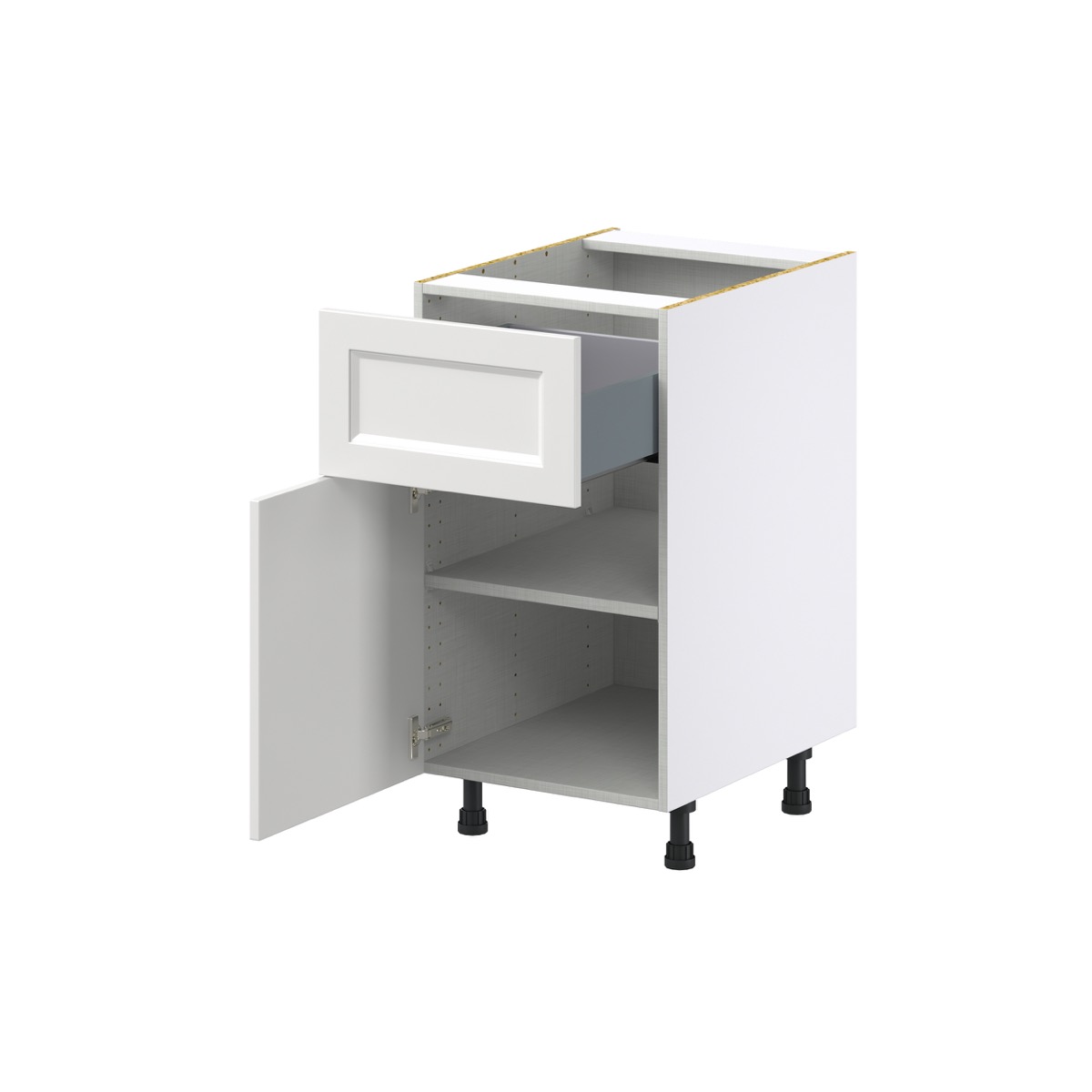 J COLLECTION Alton 18 in. W x 24 in. D x 34.5 in. H Painted White Shaker Assembled Base Kitchen Cabinet with a 10 in. Drawer