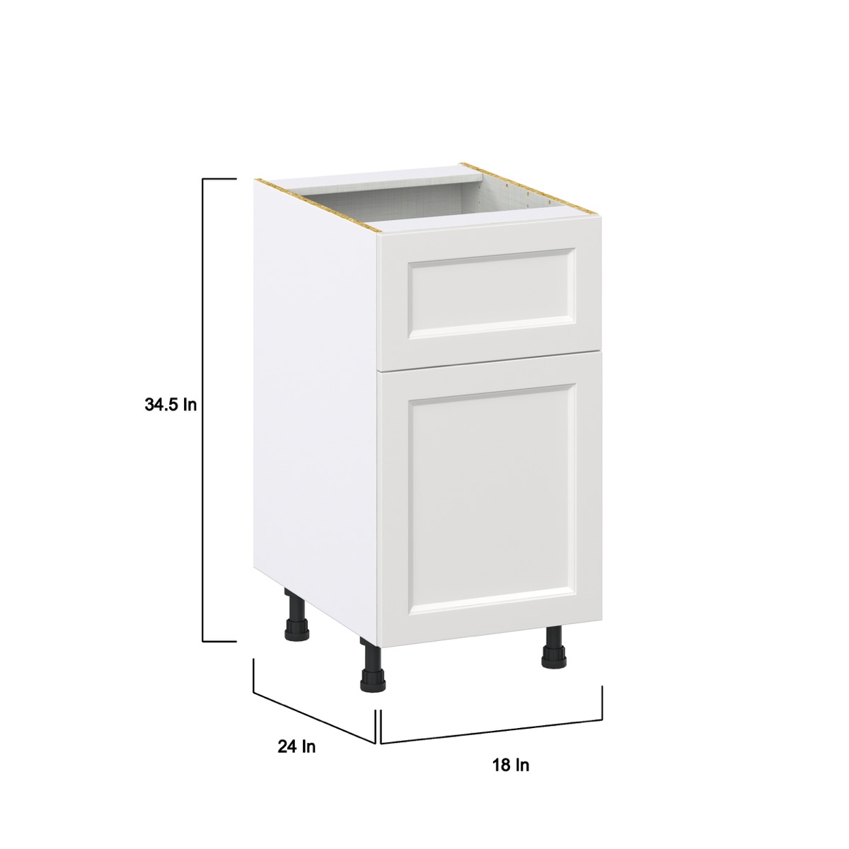 J COLLECTION Alton 18 in. W x 24 in. D x 34.5 in. H Painted White Shaker Assembled Base Kitchen Cabinet with a 10 in. Drawer