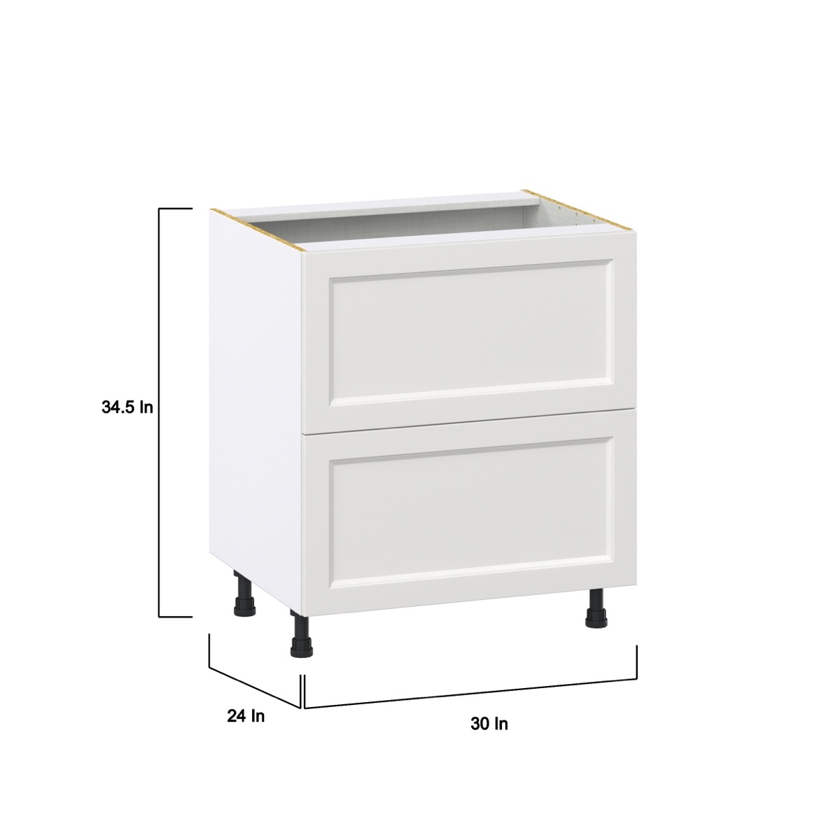 Alton Painted White Shaker Assembled Base Kitchen Cabinet with 2 Drawers 30 in. W x 34.5 in. H x 24 in. D