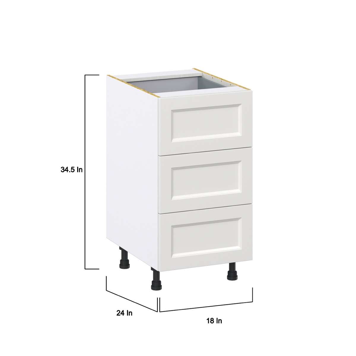 18 in. W x 34.5 in. H x 24 in. D Alton Painted White Shaker Assembled Base Kitchen Cabinet with Inner Drawer