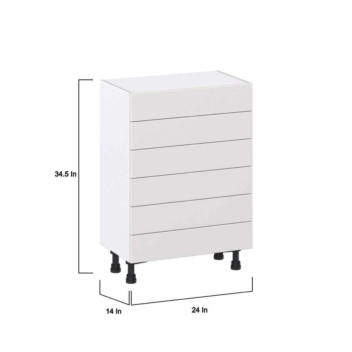 J COLLECTION 15 in. W x 34.5 in. H x 14 in. D Alton Painted White Shaker Assembled Shallow Base Kitchen Cabinet with 6 Drawers