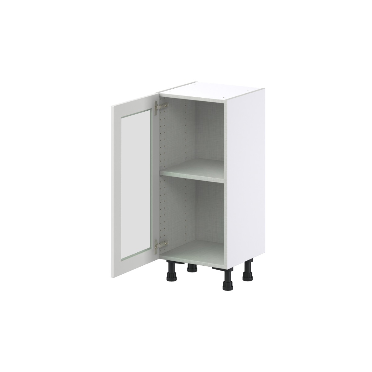 15 in. W x 14 in. D x 34.5 in. H Alton Painted White Shaker Assembled Shallow Base Kitchen Cabinet with Glass Door