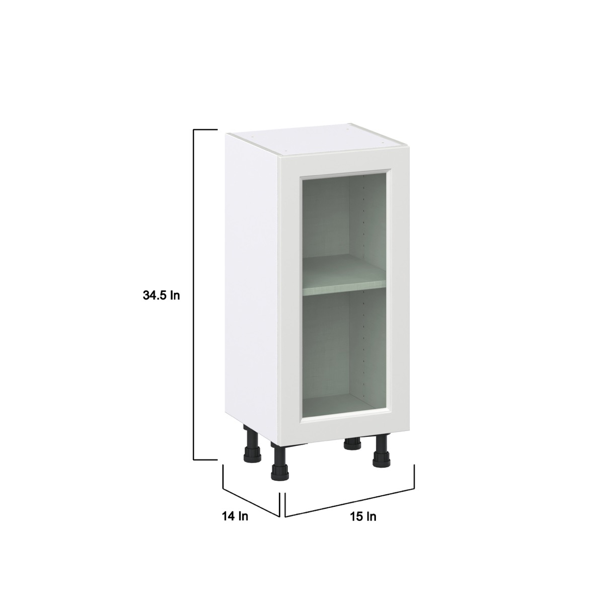 15 in. W x 14 in. D x 34.5 in. H Alton Painted White Shaker Assembled Shallow Base Kitchen Cabinet with Glass Door