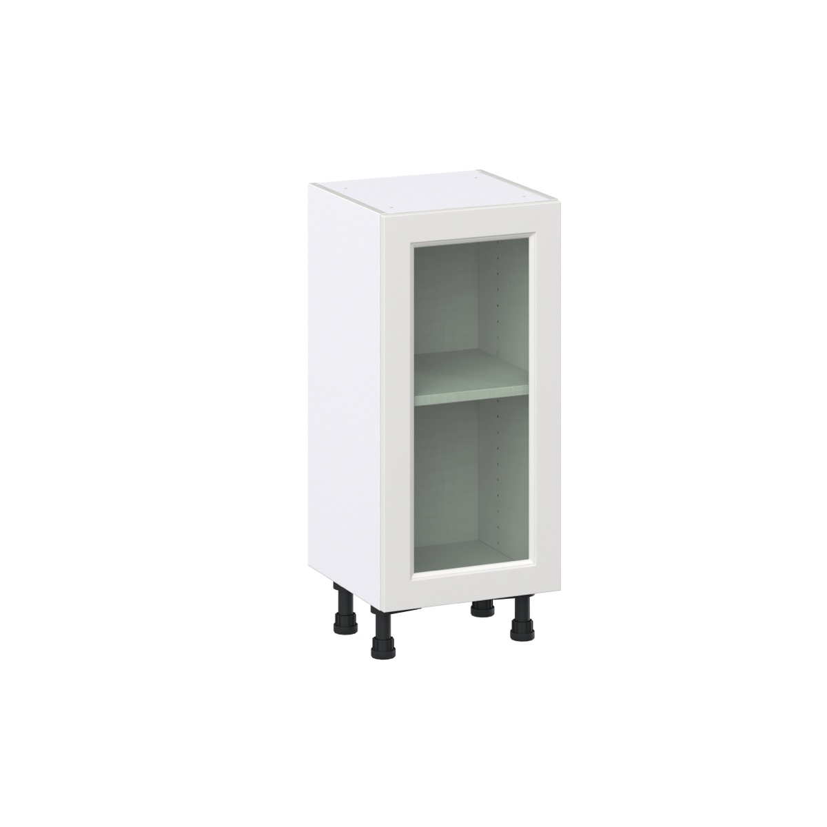 15 in. W x 14 in. D x 34.5 in. H Alton Painted White Shaker Assembled Shallow Base Kitchen Cabinet with Glass Door