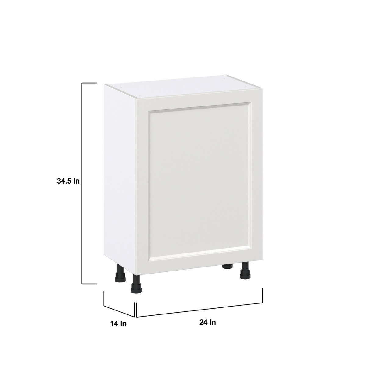 24 in. W x 14 in. D x 34.5 in. H Alton Painted White Shaker Assembled Shallow Base Kitchen Cabinet with Inner Drawers
