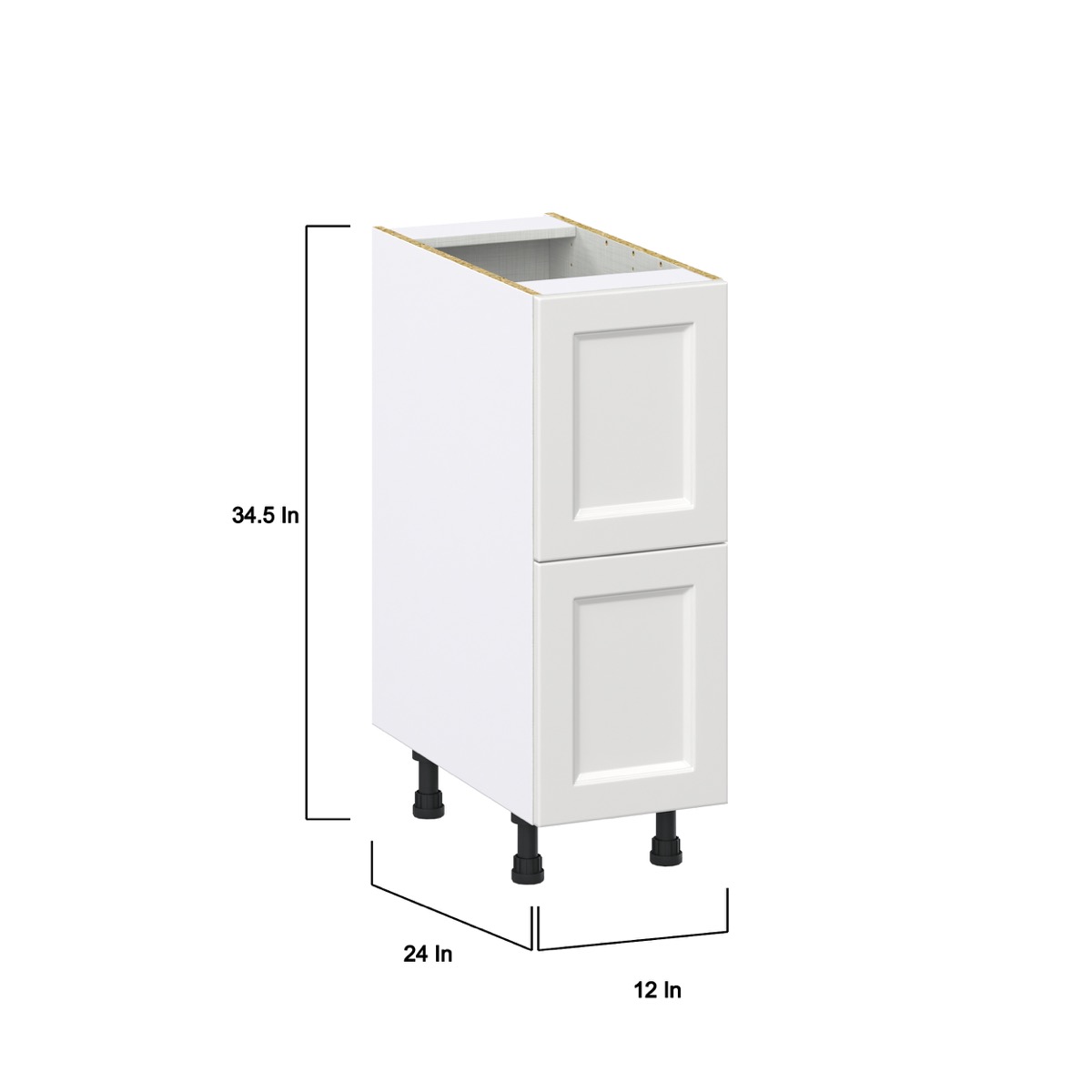 J COLLECTION Alton Painted 12 in. W x 24 in. D x 34.5 in. H in White Shaker Assembled Base Kitchen Cabinet with 3-Drawers