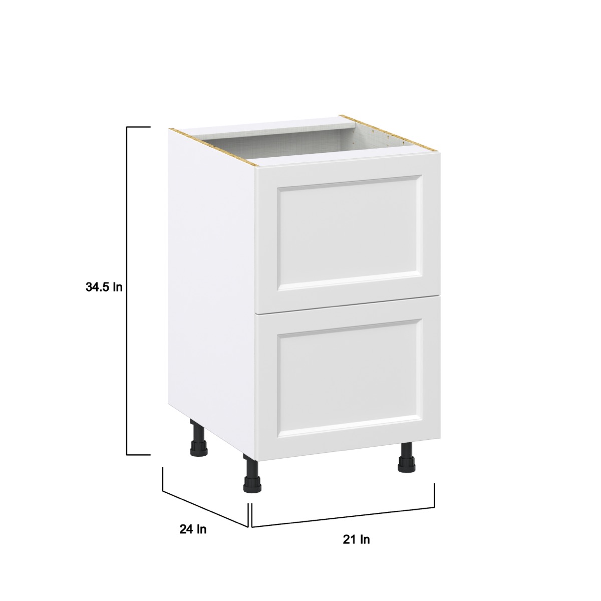 33 in. W x 24 in. D x 34.5 in. H Alton Painted in White Shaker Assembled Base Kitchen Cabinet with 3 Drawers
