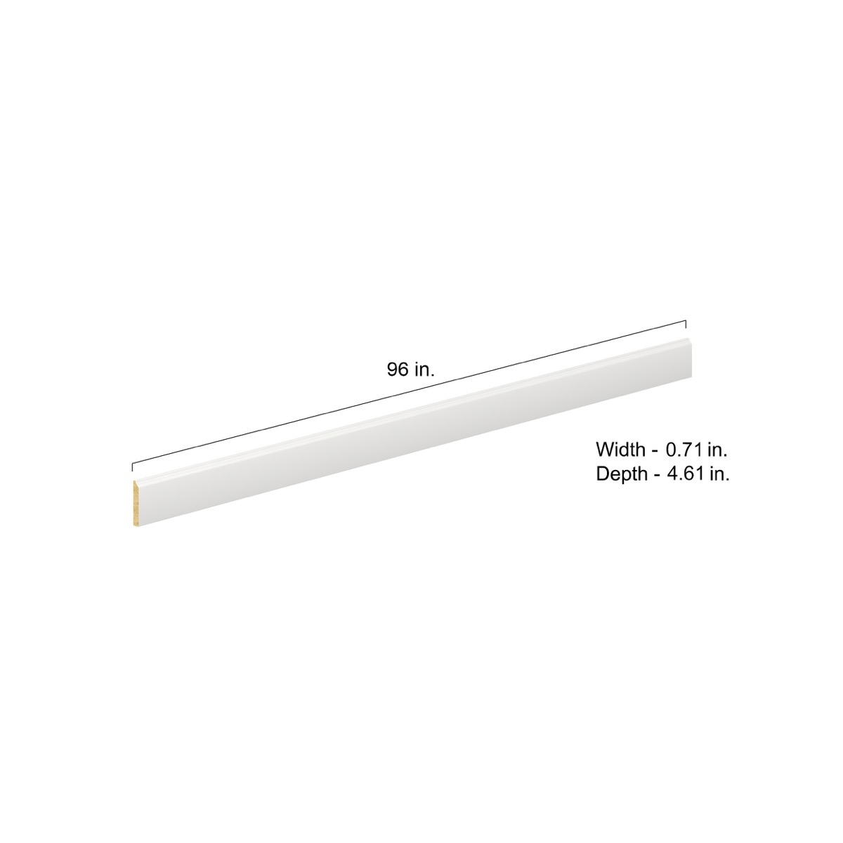 0.71 in. W x 96 in. H x 4.61 in. D in Painted Bright White Furniture Base Moulding