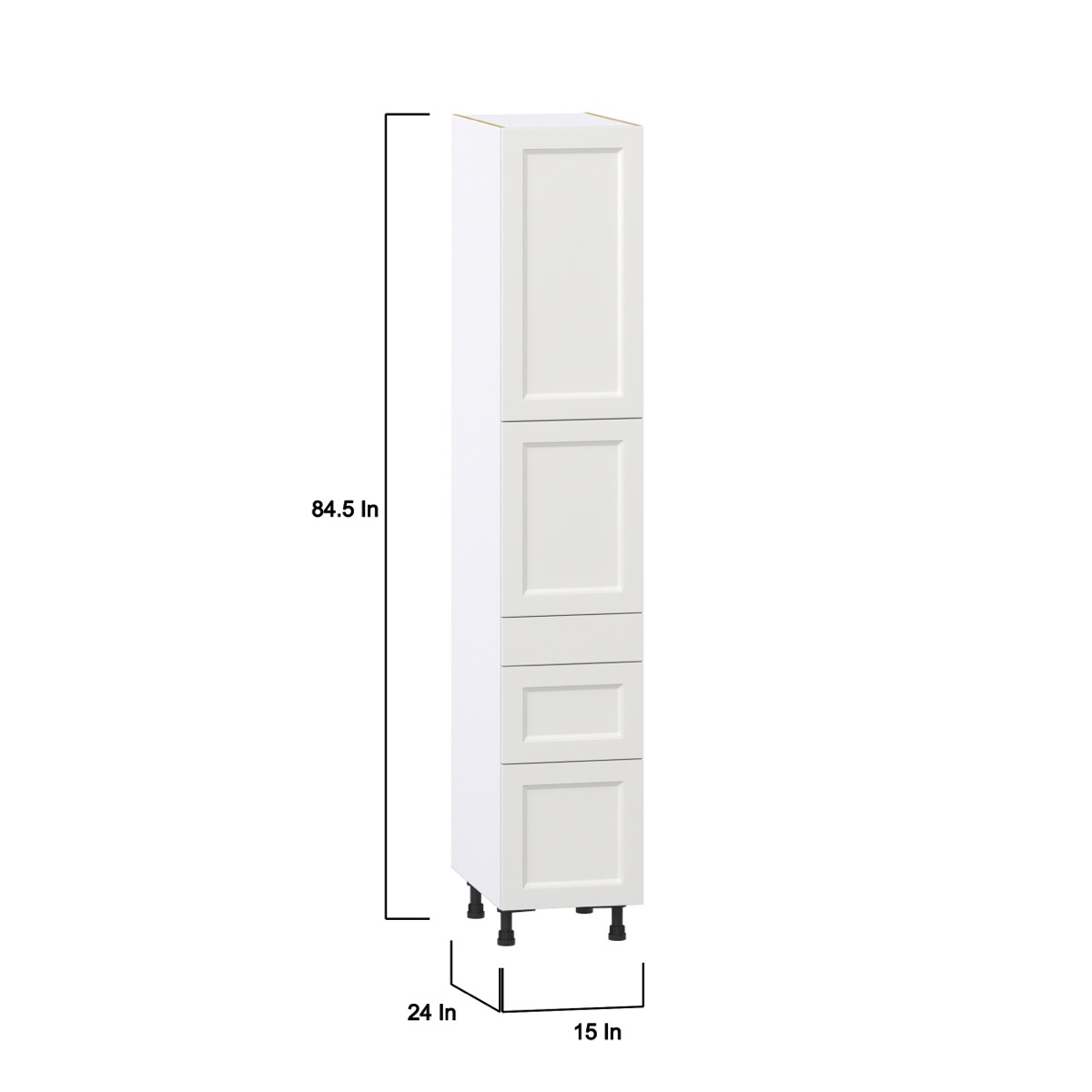 Alton Painted 15 in. W x 84.5 in. H x 24 in. D in White Shaker Assembled Pantry Kitchen Cabinet with 2 inner Drawers ()