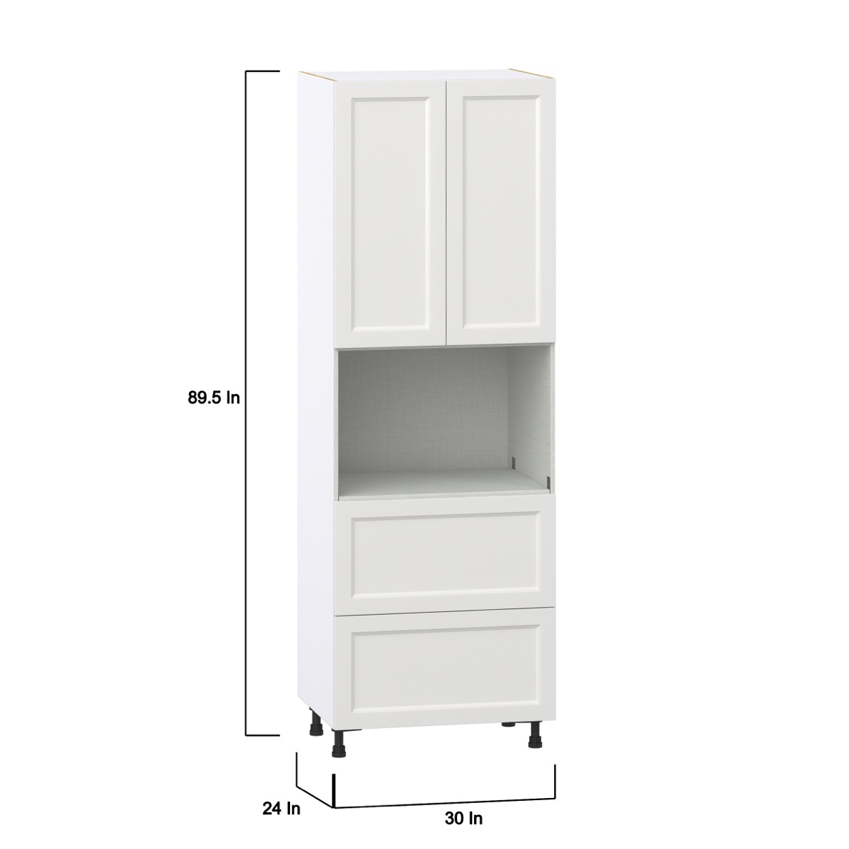 J COLLECTION Alton Painted 30 in. W x 89.5 in. H x 24 in. D in White Shaker Assembled Pantry Microwave Kitchen Cabinet with 3 Drawers
