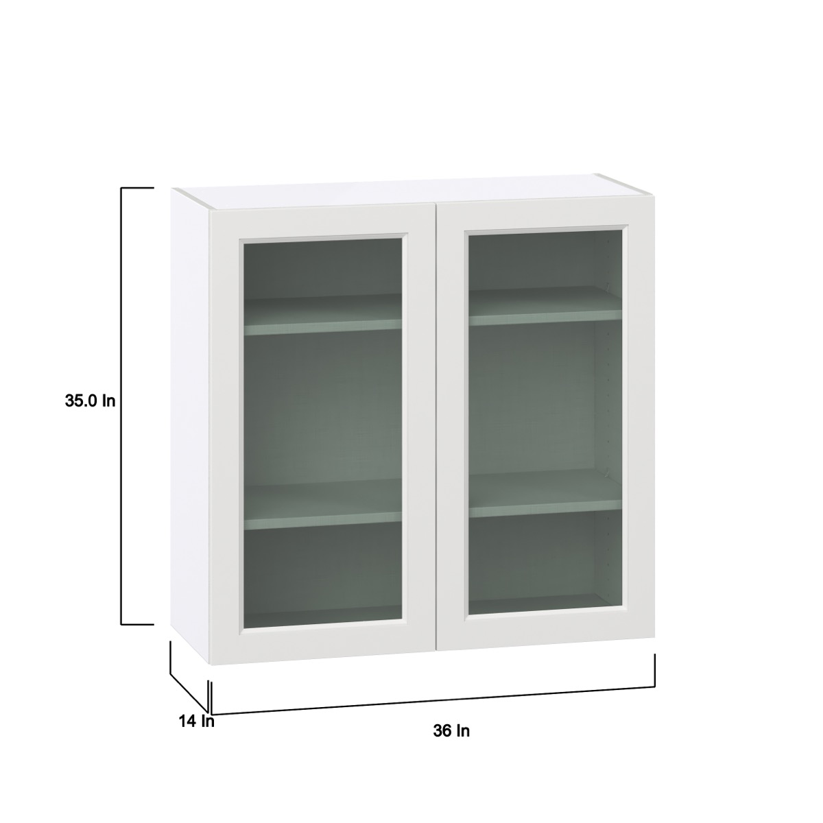 Alton Painted 36 in. W x 35 in. H x 14 in. D in White Assembled Wall Kitchen Cabinet with Glass Door ()