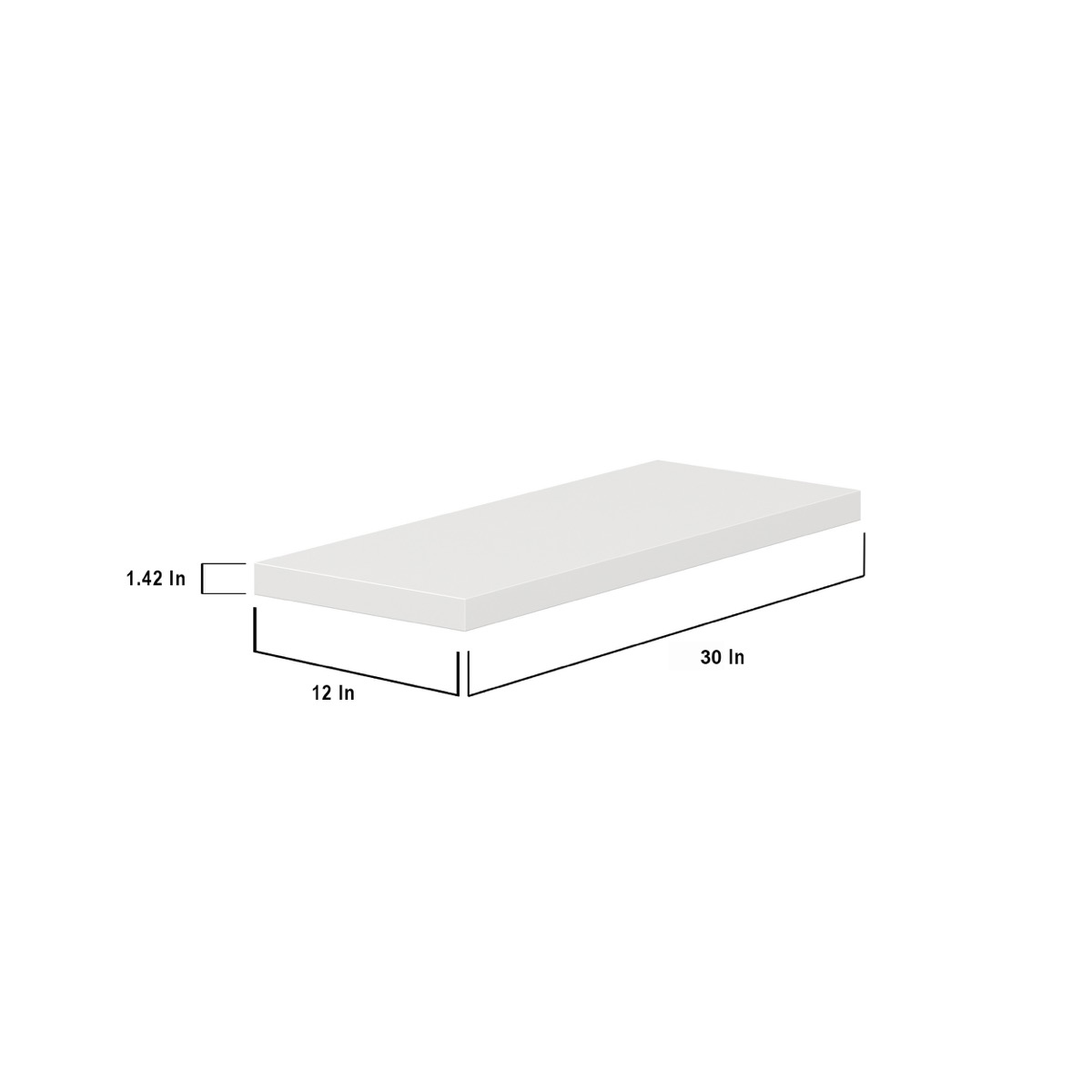 J COLLECTION 30 in. W X 1.5 in. H X 12 in. D in Bright White to Assemble Floating Shelf with Mounting Bracket