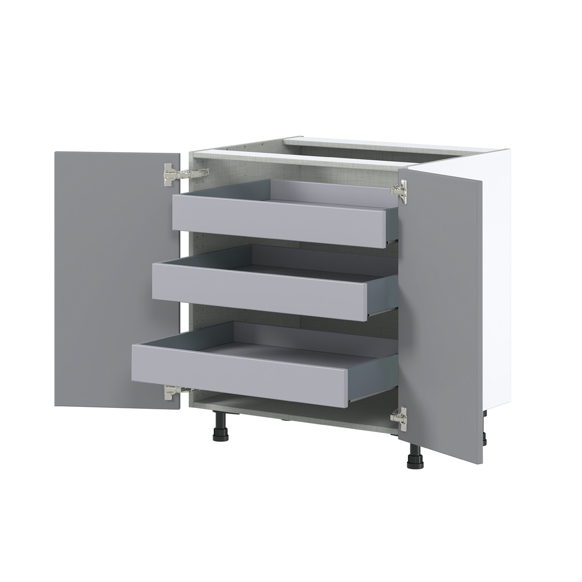 Bristol Painted Slate Gray Shaker Assembled Base Kitchen Cabinet with 3 Inner Drawers (30 in. W x 34.5 in. H x 24 in. D)