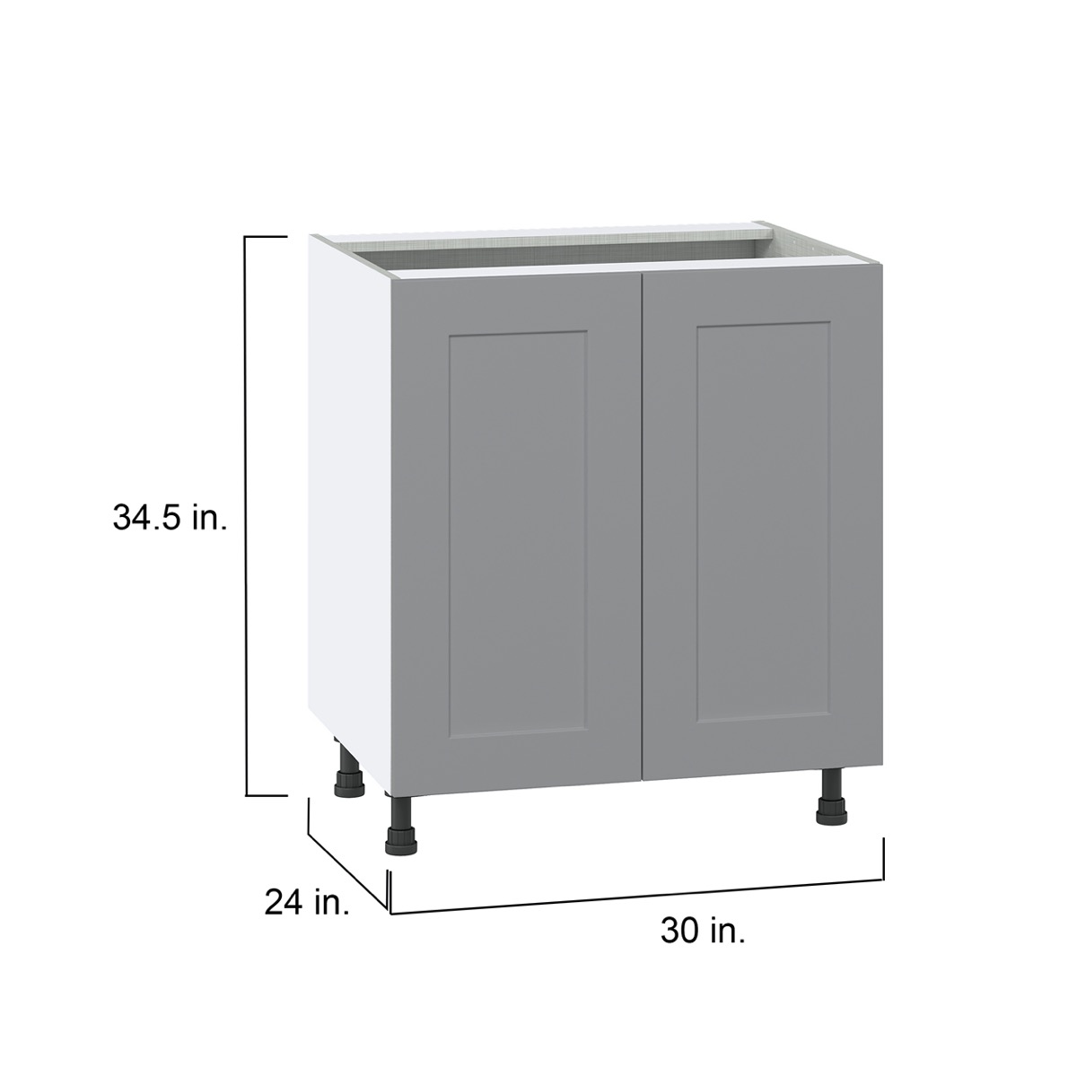 Bristol Painted Slate Gray Shaker Assembled Base Kitchen Cabinet with 3 Inner Drawers (30 in. W x 34.5 in. H x 24 in. D)