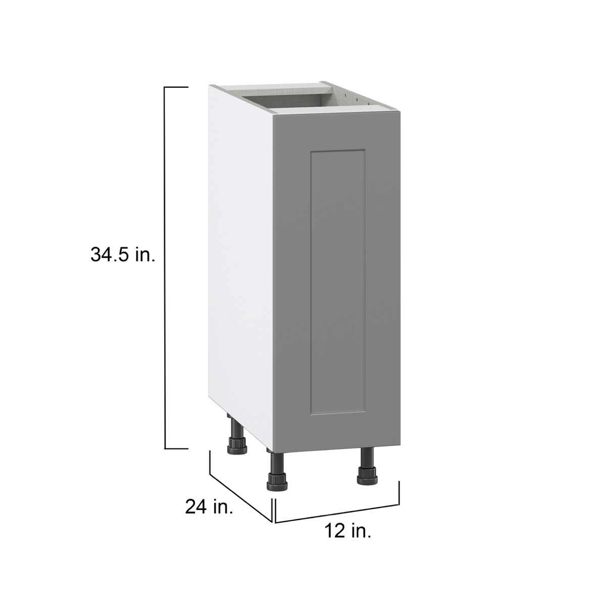 Bristol Painted Slate Gray Shaker Assembled Base Kitchen Cabinet w/ Full Height Door (12 in. W x 34.5 in. H x 24 in. D)