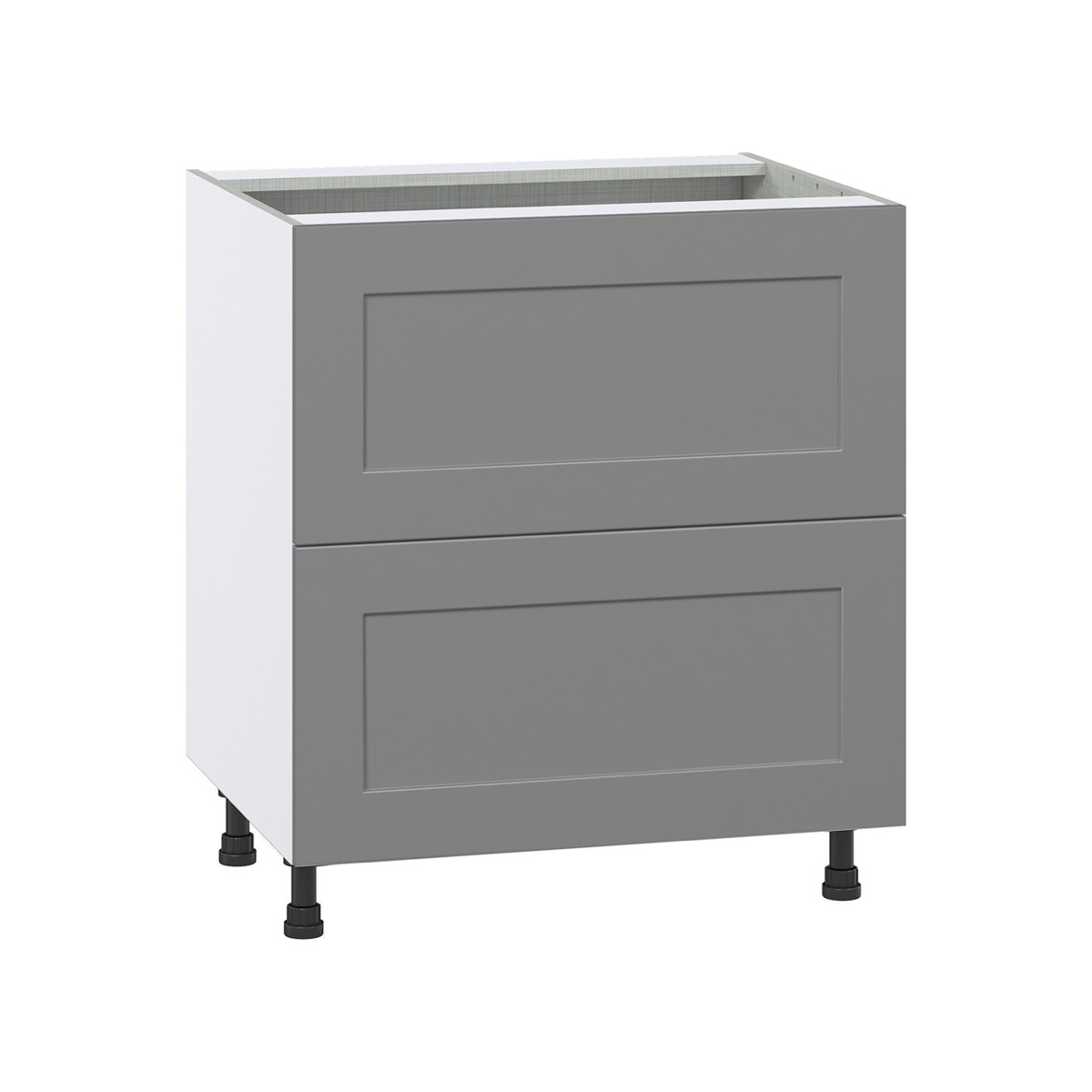 J COLLECTION Fairhope Bright White Slab Assembled Base Kitchen Cabinet with 2 Drawers (24 in. W x 34.5 in. H x 24 in. D)