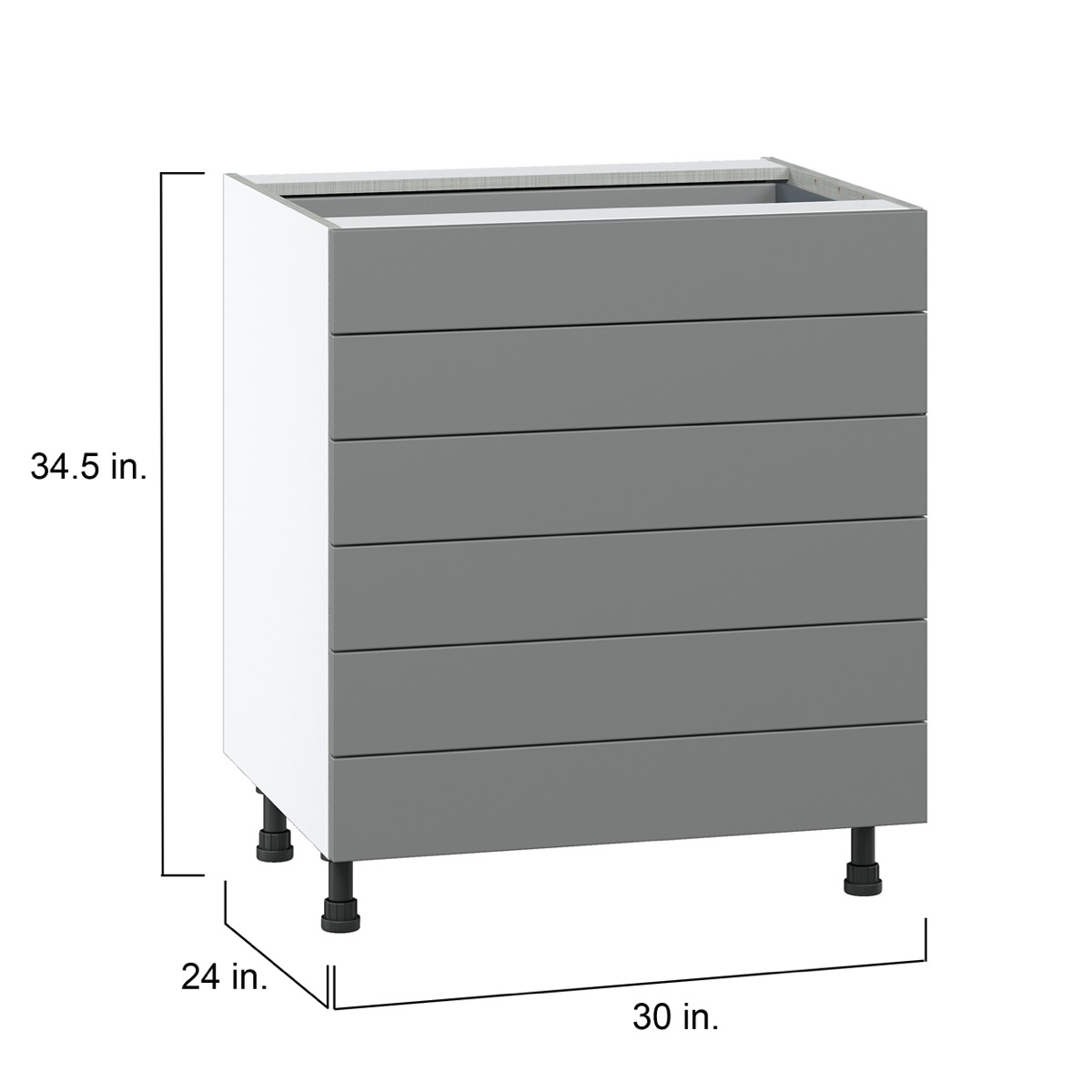 J COLLECTION Bristol Painted Slate Gray Shaker Assembled Base Kitchen Cabinet with 2 Draws (30 in. W x 34.5 in. H x 24 in. D)