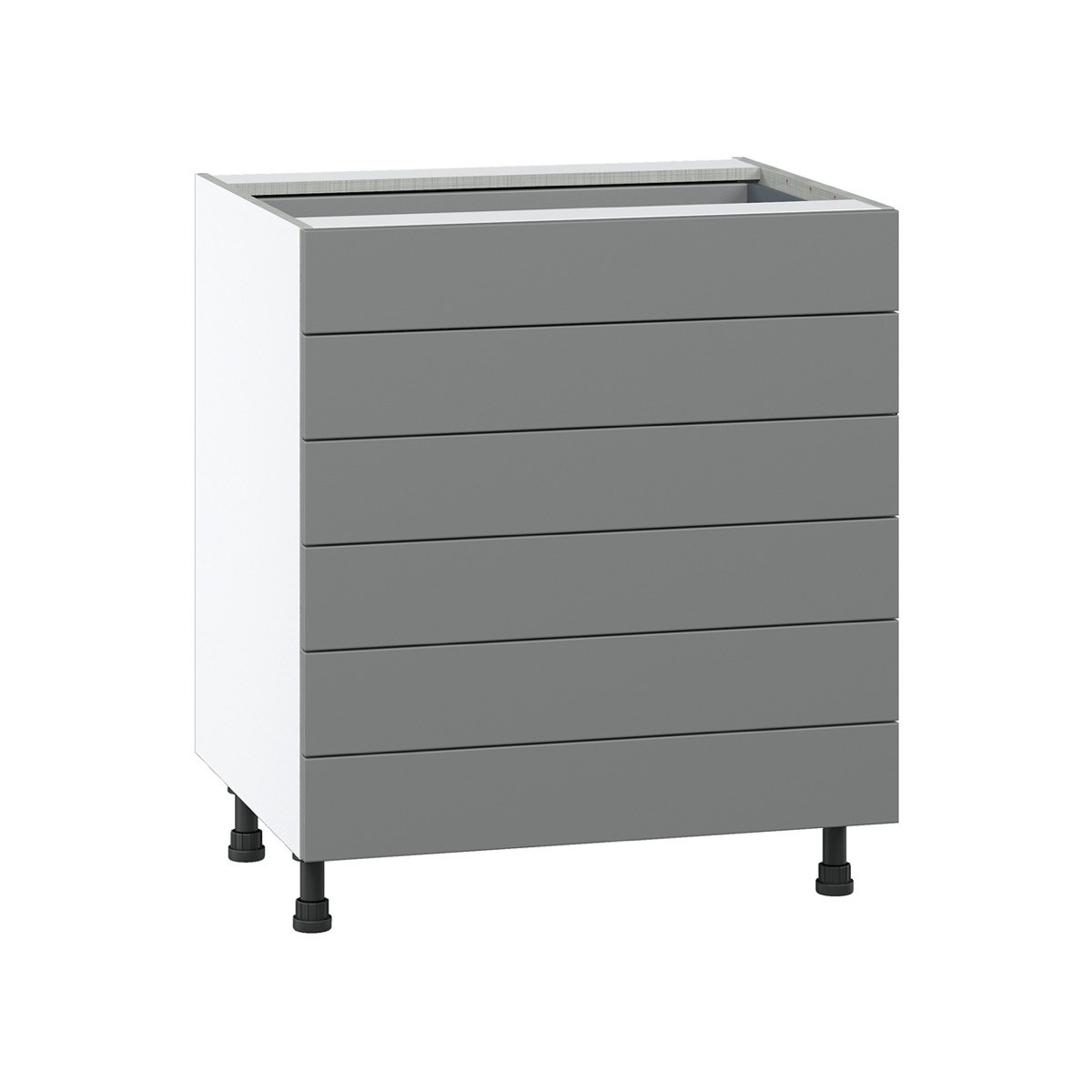 J COLLECTION Bristol Painted Slate Gray Shaker Assembled Base Kitchen Cabinet with 2 Draws (30 in. W x 34.5 in. H x 24 in. D)