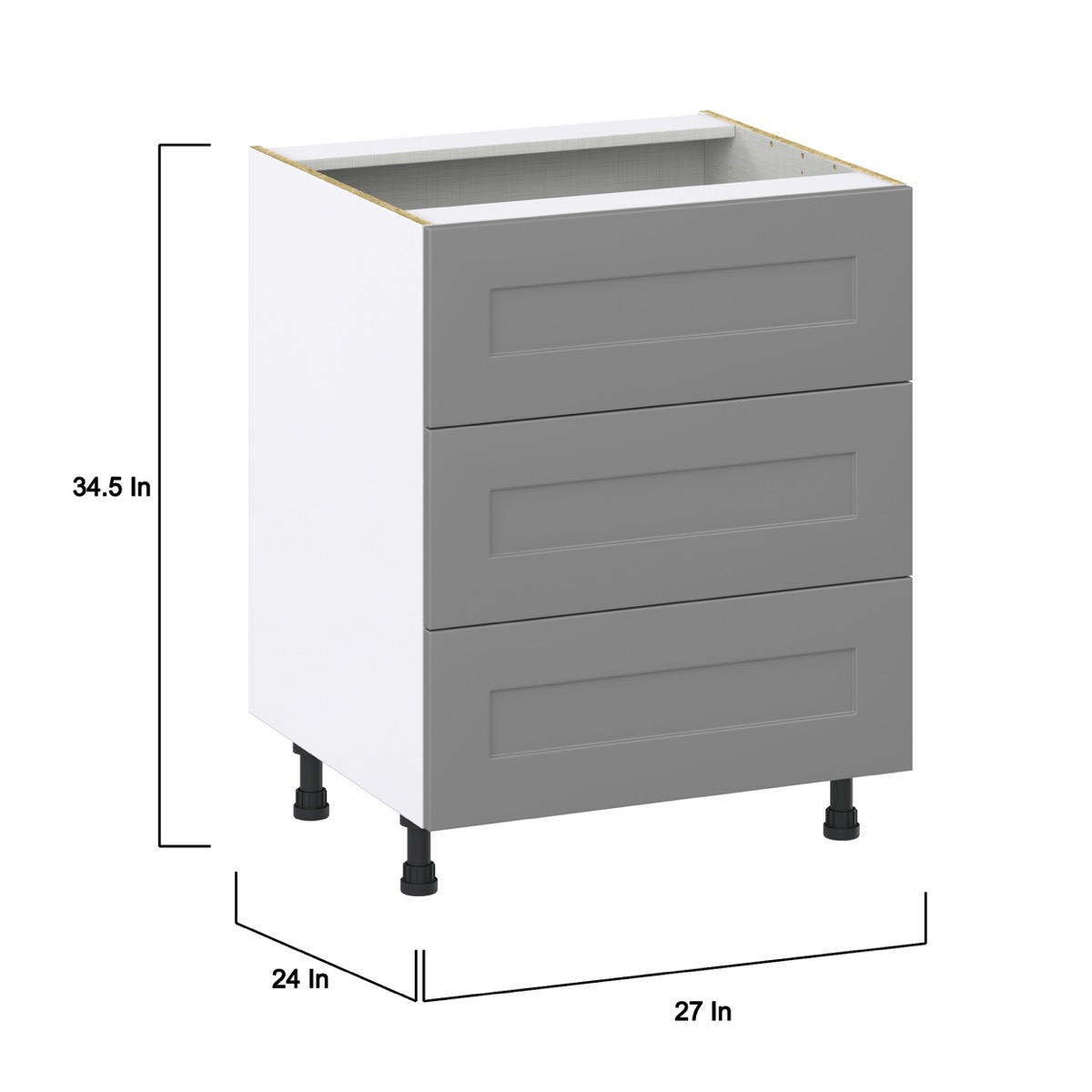 J COLLECTION Bristol Painted Slate Gray Shaker Assembled Base Kitchen Cabinet with Draw (15 in. W x 34.5 in. H x 24 in. D)