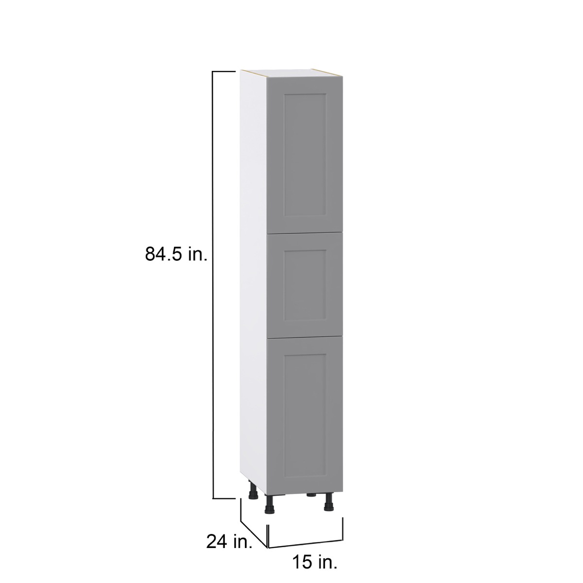 Bristol Painted Slate Gray Shaker Assembled Pantry Kitchen Cabinet with 4-Shelves (15 in. W x 84.5 in. H x 24 in. D)
