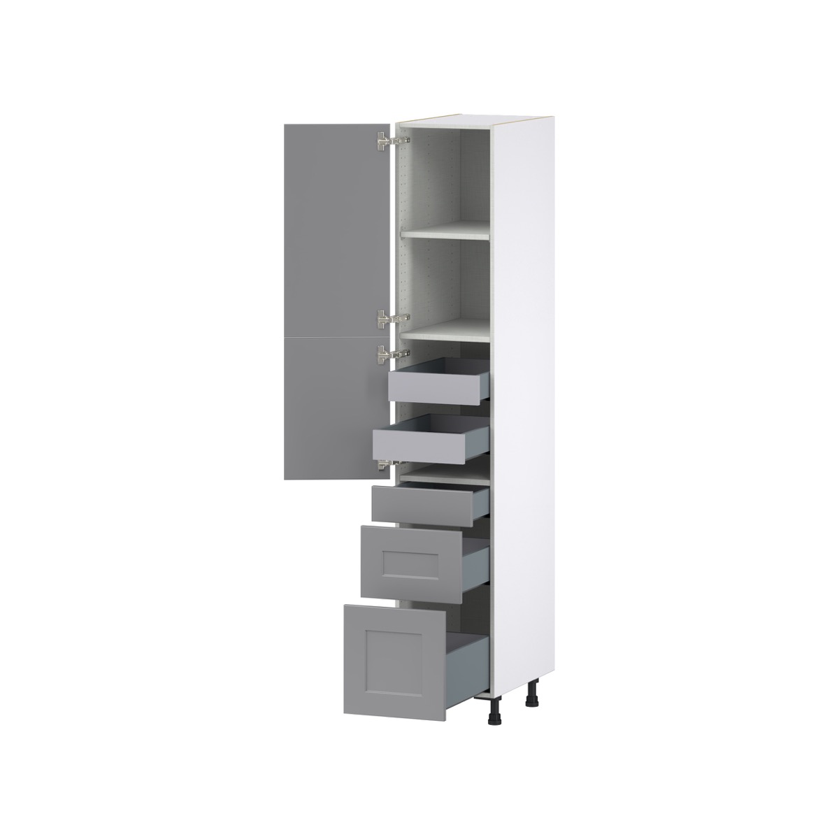 Bristol Painted Slate Gray Shaker Assembled Pantry Kitchen Cabinet 3 Draws (15 in. W x 89.5 in. H x 24 in. D)