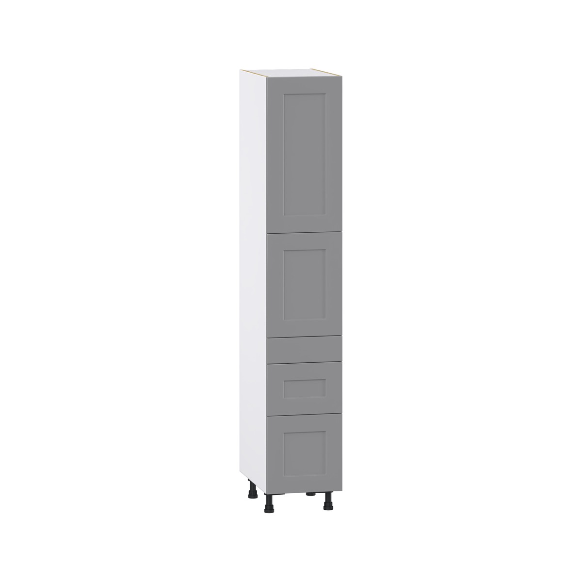 Bristol Painted Slate Gray Shaker Assembled Pantry Kitchen Cabinet 3 Draws (15 in. W x 89.5 in. H x 24 in. D)