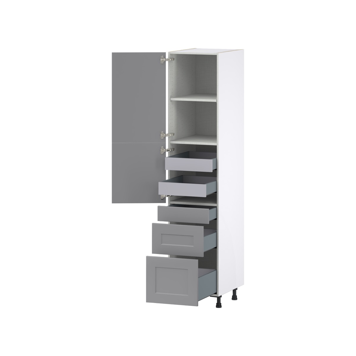 Bristol Painted Slate Gray Shaker Assembled Pantry Kitchen Cabinet with 5 Drawers (18 in. W x 84.5 in. H x 24 in. D)