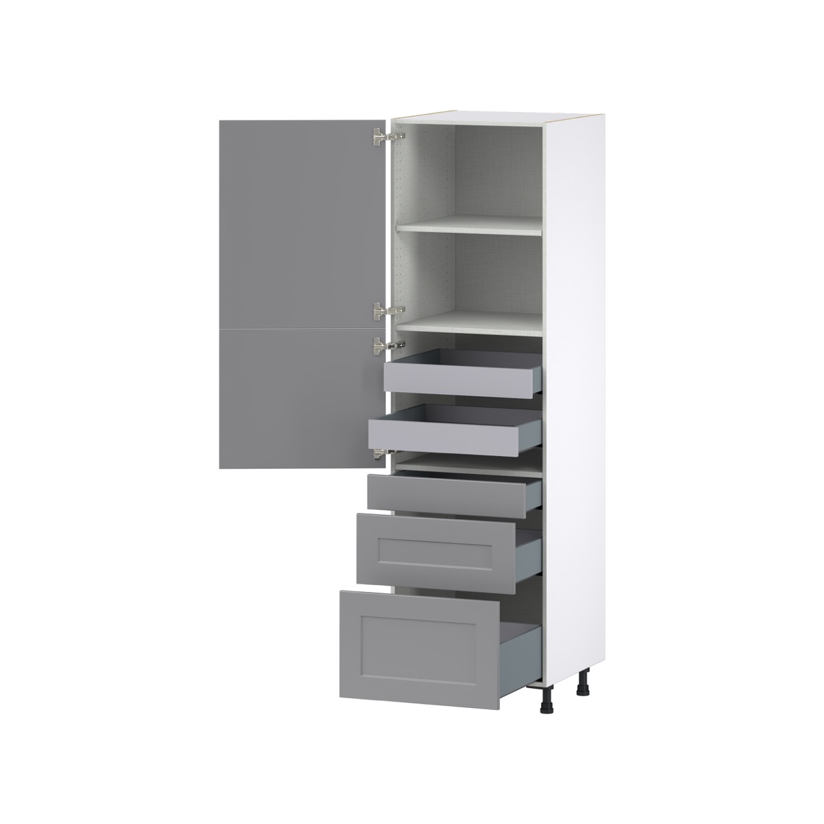 Bristol Painted Slate Gray Shaker Assembled Pantry Kitchen Cabinet with 5 Drawers (24 in. W x 84.5 in. H x 24 in. D)