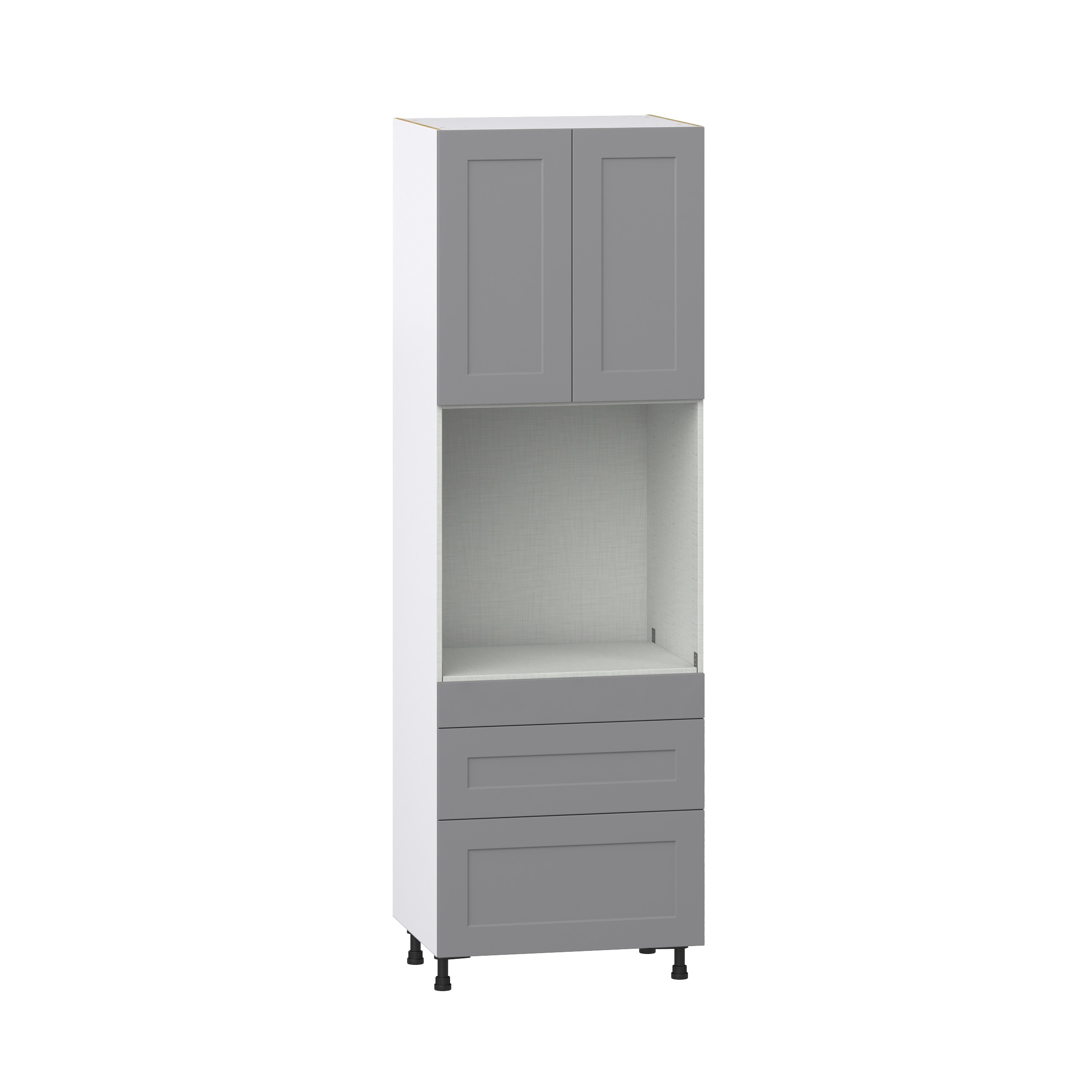 Roseland 30 in. W x 24 in. D x 94.5 in. H Assembled Shaker Single Oven Kitchen Cabinet in Slate Gray with 3 Drawers