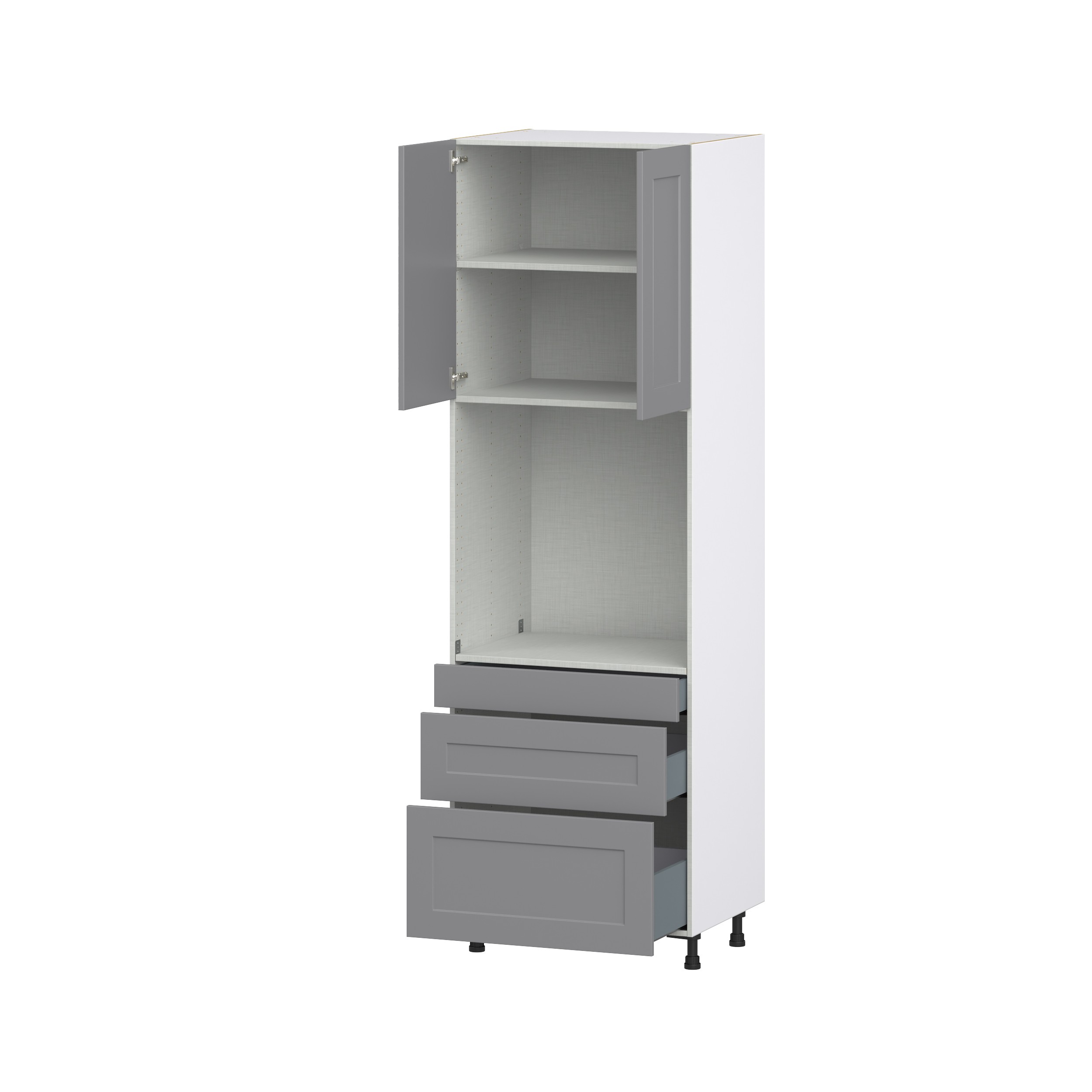 Roseland 30 in. W x 24 in. D x 94.5 in. H Assembled Shaker Single Oven Kitchen Cabinet in Slate Gray with 3 Drawers