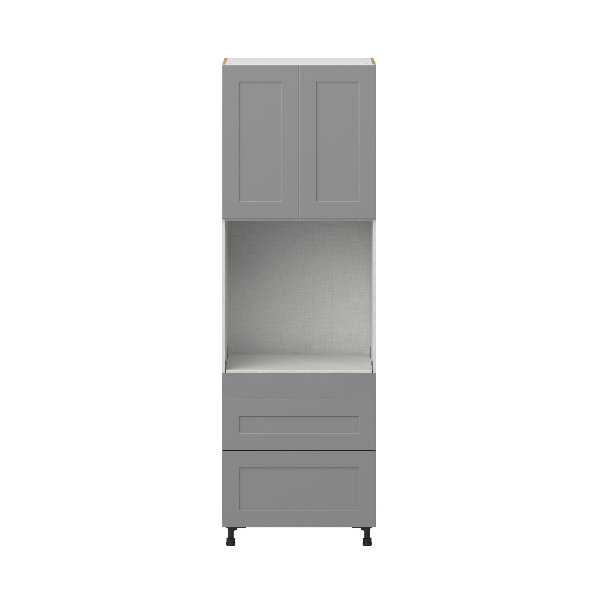 Roseland 30 in. W x 24 in. D x 94.5 in. H Assembled Shaker Single Oven Kitchen Cabinet in Slate Gray with 3 Drawers