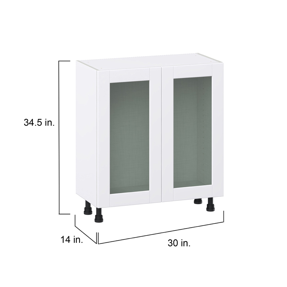 J COLLECTION Bright White Shaker Assembled Base Kitchen Cabinet with Full Height Glass Door (15 in. W x 34.5 in. H x 14 in. D)