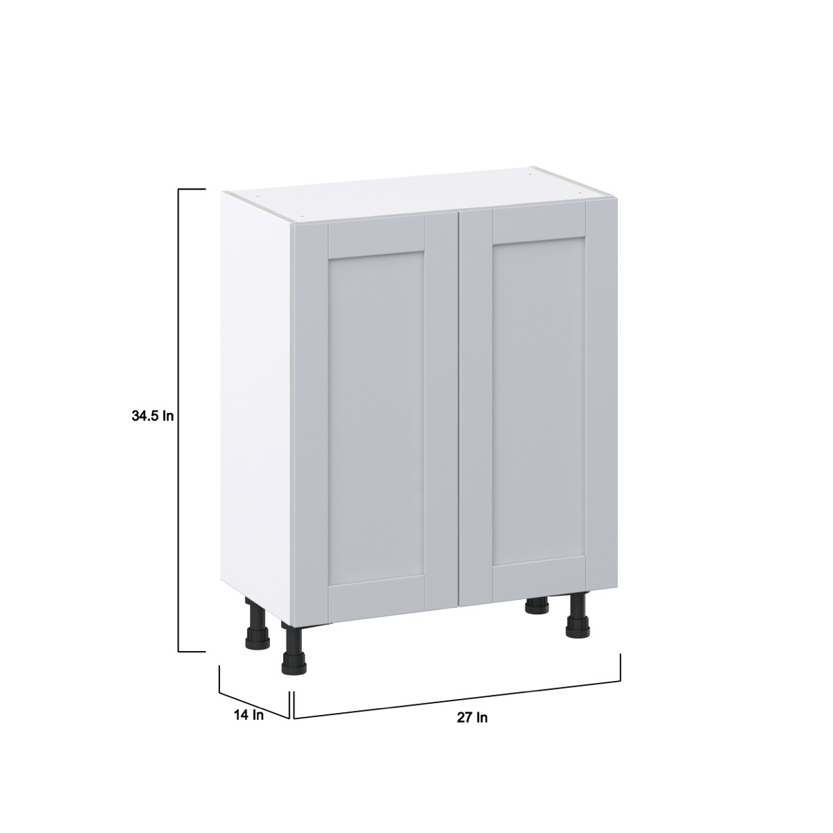 Cumberland 27 in. W x 34.5 in. H x 14 in. D Light Gray Shaker Assembled Shallow Base Kitchen Cabinet