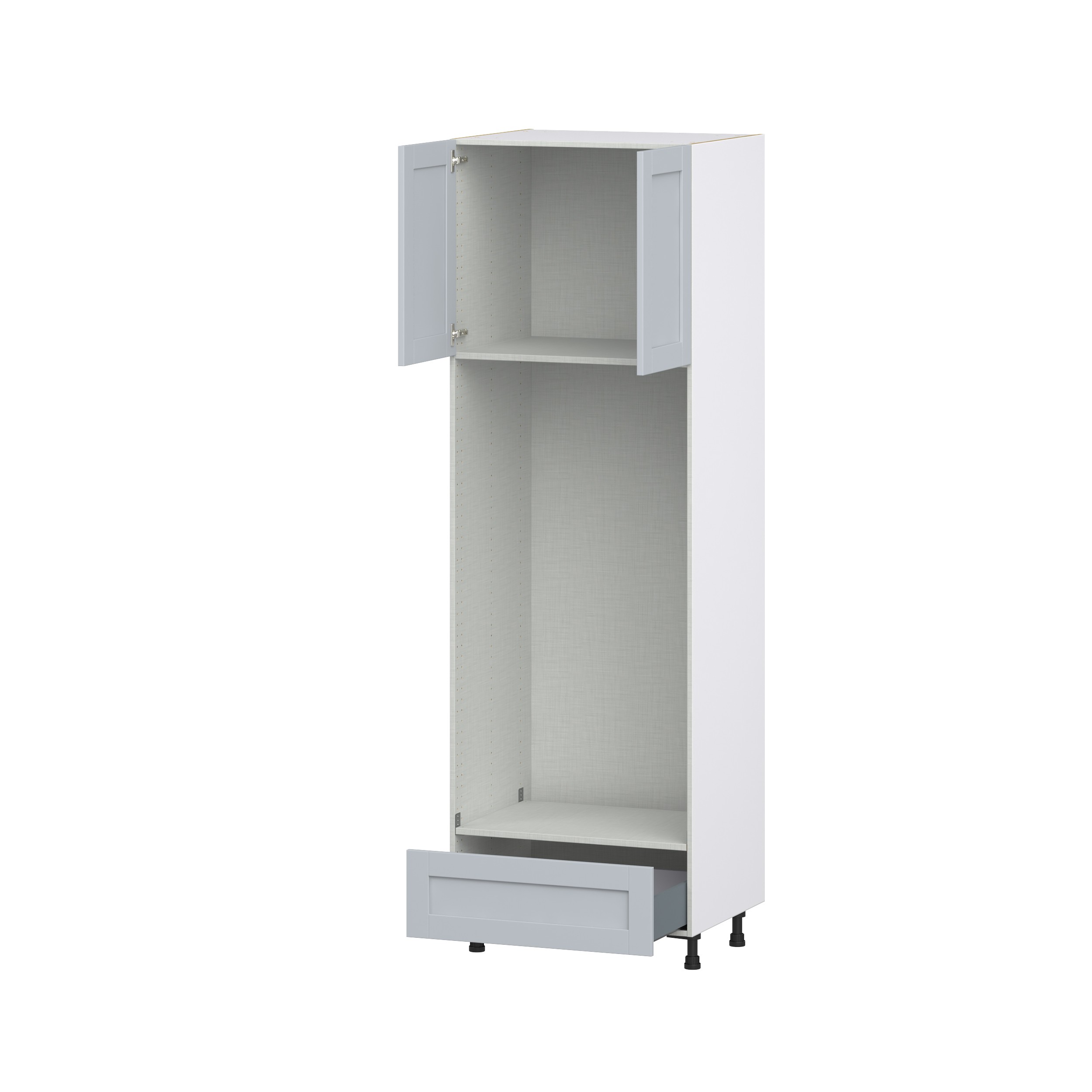 Milton 30 in. W x 24 in. D x 94.5 in. H Assembled Shaker Double Oven Kitchen Cabinet in Light Gray with Drawer
