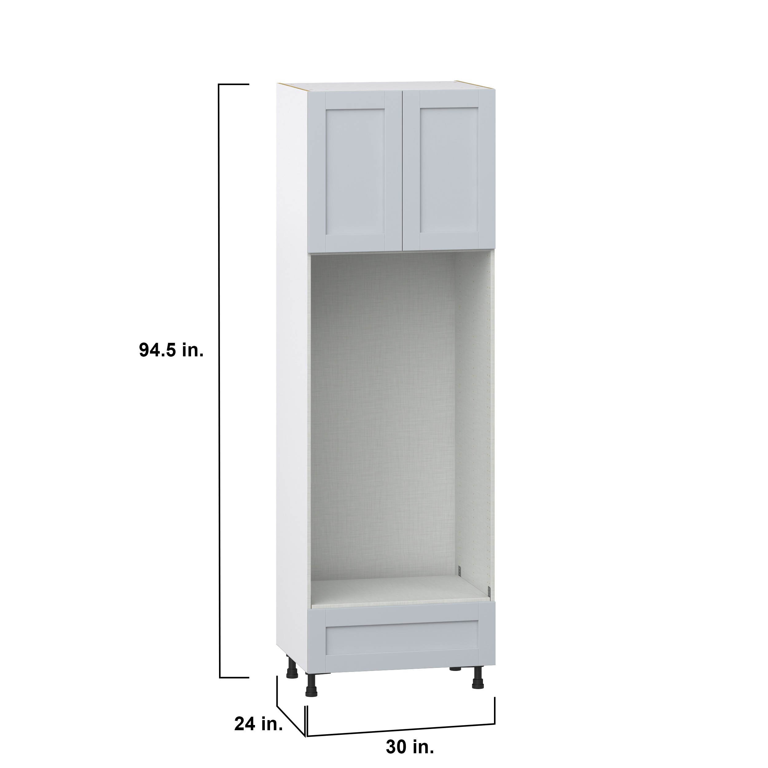 Milton 30 in. W x 24 in. D x 94.5 in. H Assembled Shaker Double Oven Kitchen Cabinet in Light Gray with Drawer