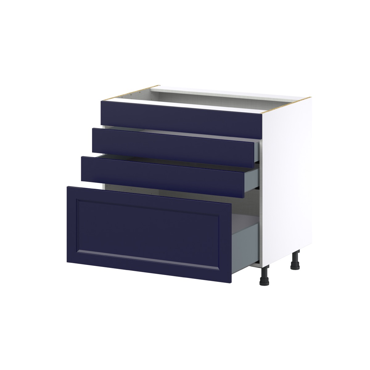 Devon Painted Blue Shaker Assembled Cooktop Base Kitchen Cabinet with 4 Drawers 36 in. W x 34.5 in. H in x 24 in. D