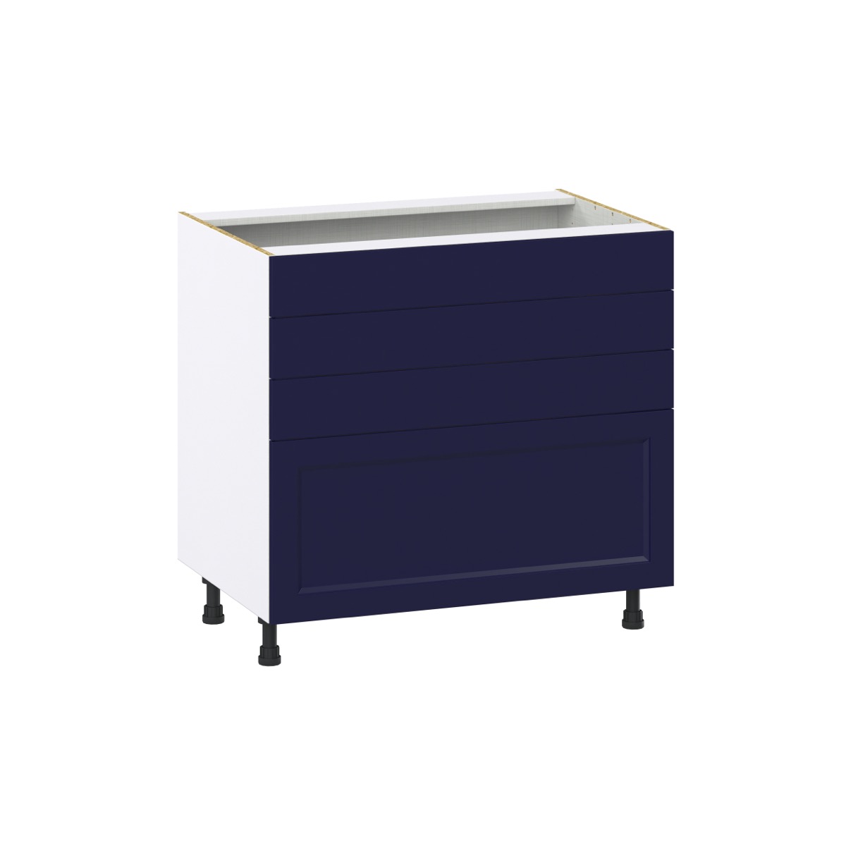 Devon Painted Blue Shaker Assembled Cooktop Base Kitchen Cabinet with 4 Drawers 36 in. W x 34.5 in. H in x 24 in. D