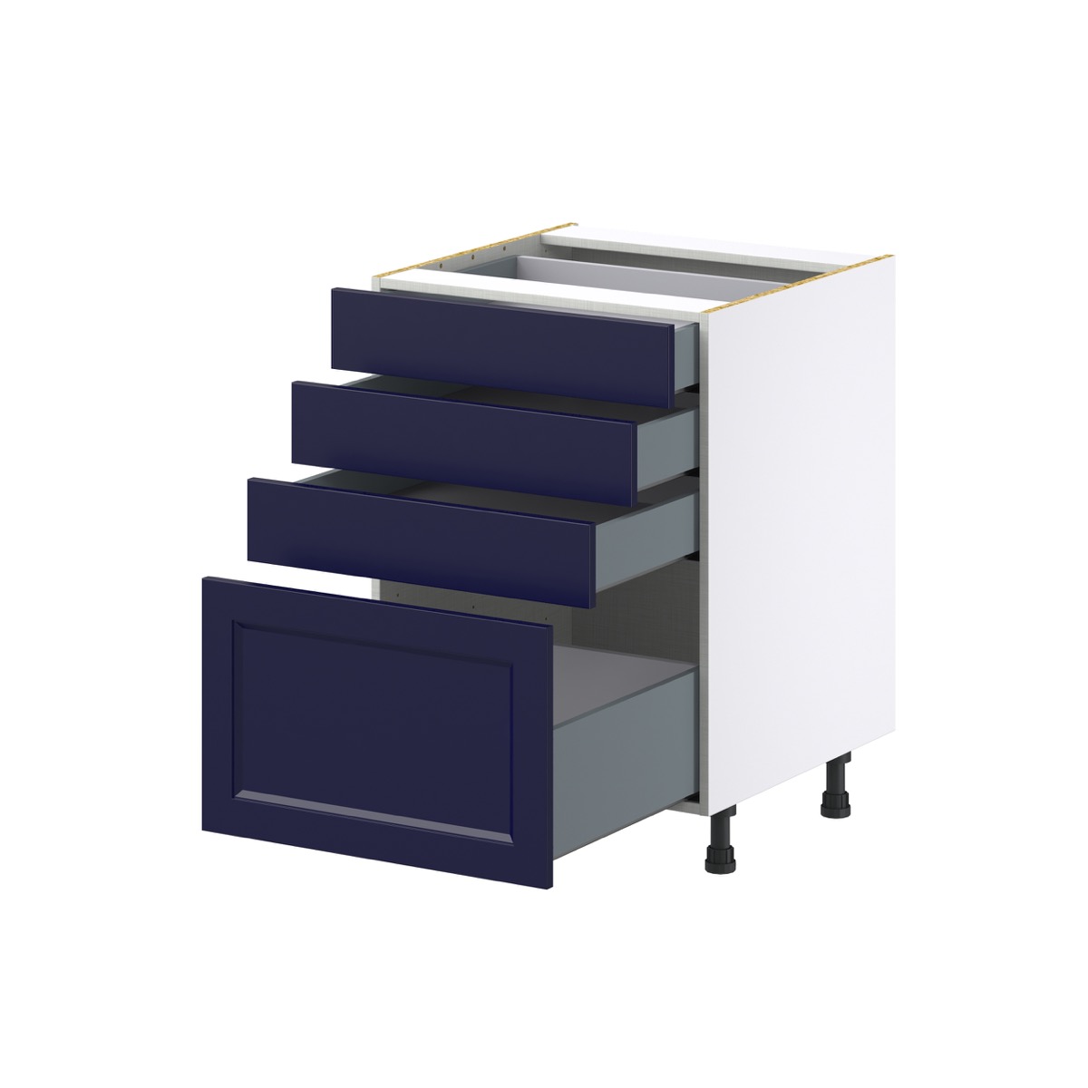 24 in. W x 24 in. D x 34.5 in. H Devon Painted Blue Shaker Assembled Base Kitchen Cabinet with 4-Drawers
