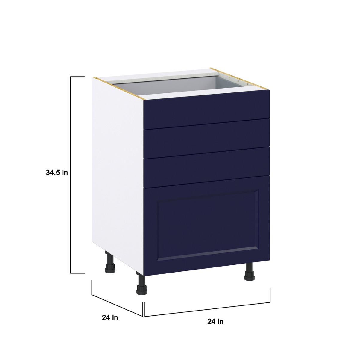 24 in. W x 24 in. D x 34.5 in. H Devon Painted Blue Shaker Assembled Base Kitchen Cabinet with 4-Drawers
